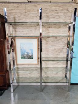 Modern Chrome & Glass Wall Shelf Unit By Schweitzer, Rosen, Baughman, Pace Collection