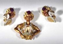 Har Genie Fortune Teller Pin with Matching Earrings