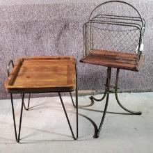 Metal and Wood Accent Table and Magazine Stand