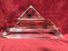 20th Century MCM Shlomi Haziza Acrylic Triangle Sculpture Signed And Dated 1998