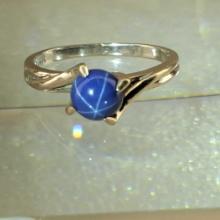 14K White Gold & Blue Star Sapphire Ring