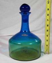 Blenko Blue Top Mountain #7735 Decanter (9")