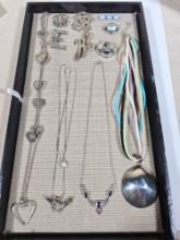 Tray of Sterling Silver Jewelry