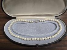 Hand Knotted Pearl Necklace with 14k Gold Necklace