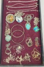 Tray Lot Of Sterling Silver Jewelry