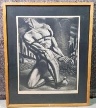 Harry Sternberg Signed Limited Edition Original Aquatint Etching "Enough"
