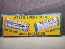 Antique 35 12" x 13 1/2" Wrigley's GumEnamel on Metal Sign