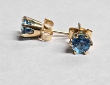 14k Gold Topaz Stud Earrings