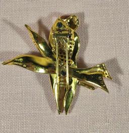 1940's Sterling Silver Coro Craft Enamel Parrot Fur Clip