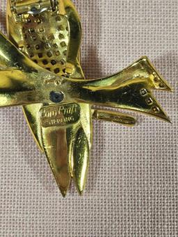 1940's Sterling Silver Coro Craft Enamel Parrot Fur Clip