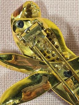 1940's Sterling Silver Coro Craft Enamel Parrot Fur Clip