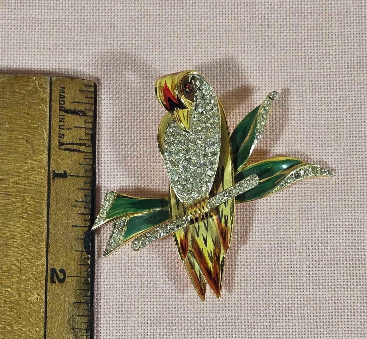 1940's Sterling Silver Coro Craft Enamel Parrot Fur Clip
