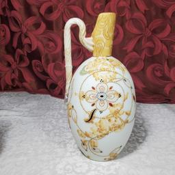 12" Mt Washington Crown Milano Ewer with Twist Handle and Jeweled Decoration
