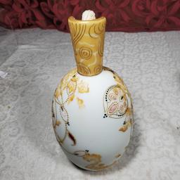 12" Mt Washington Crown Milano Ewer with Twist Handle and Jeweled Decoration