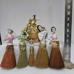 Collection Of Antique Porcelain Half Doll Vanity Brushes