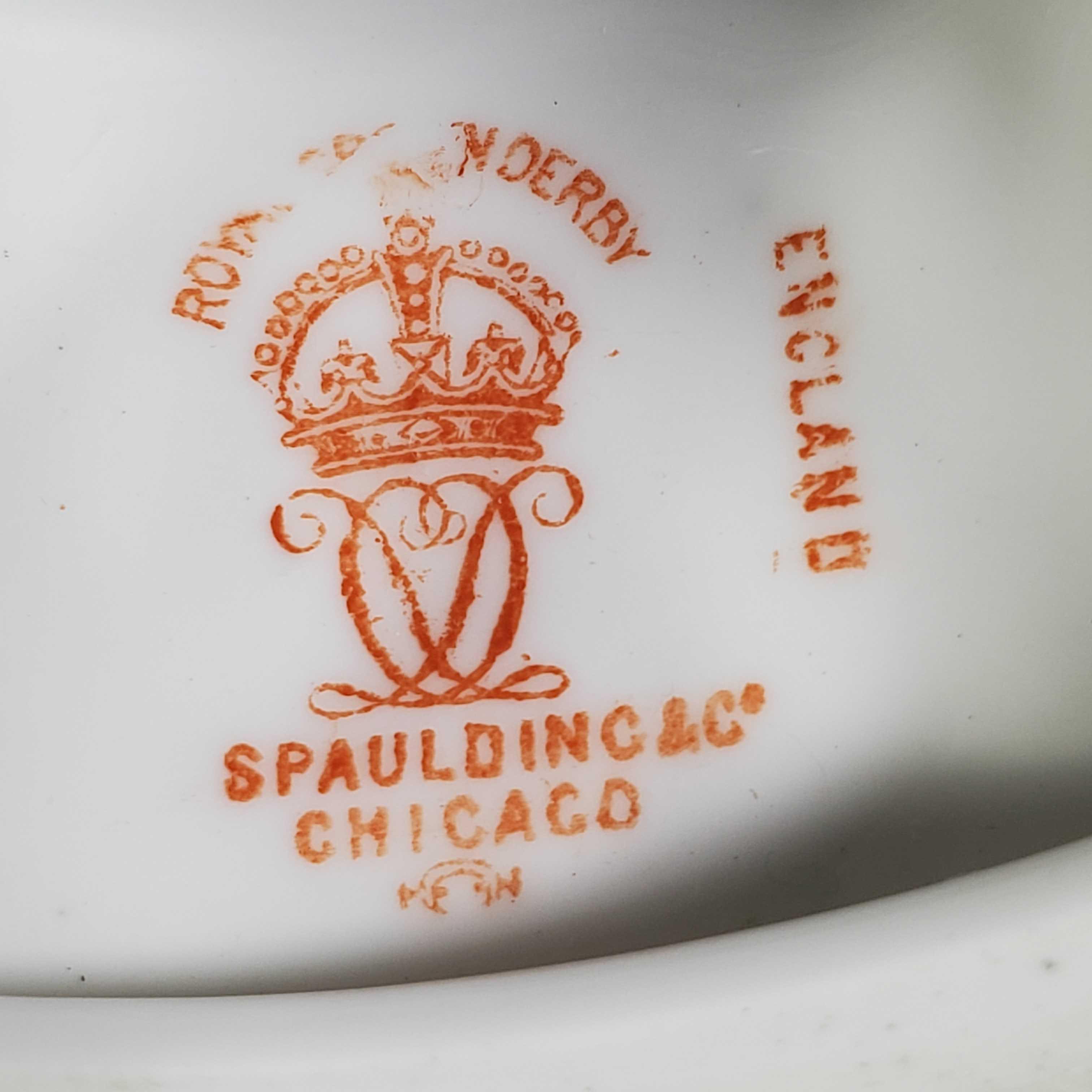 1892 Royal Crown Derby for Spaulding & Co Chicago Porcelain Vase with Gilt Handles