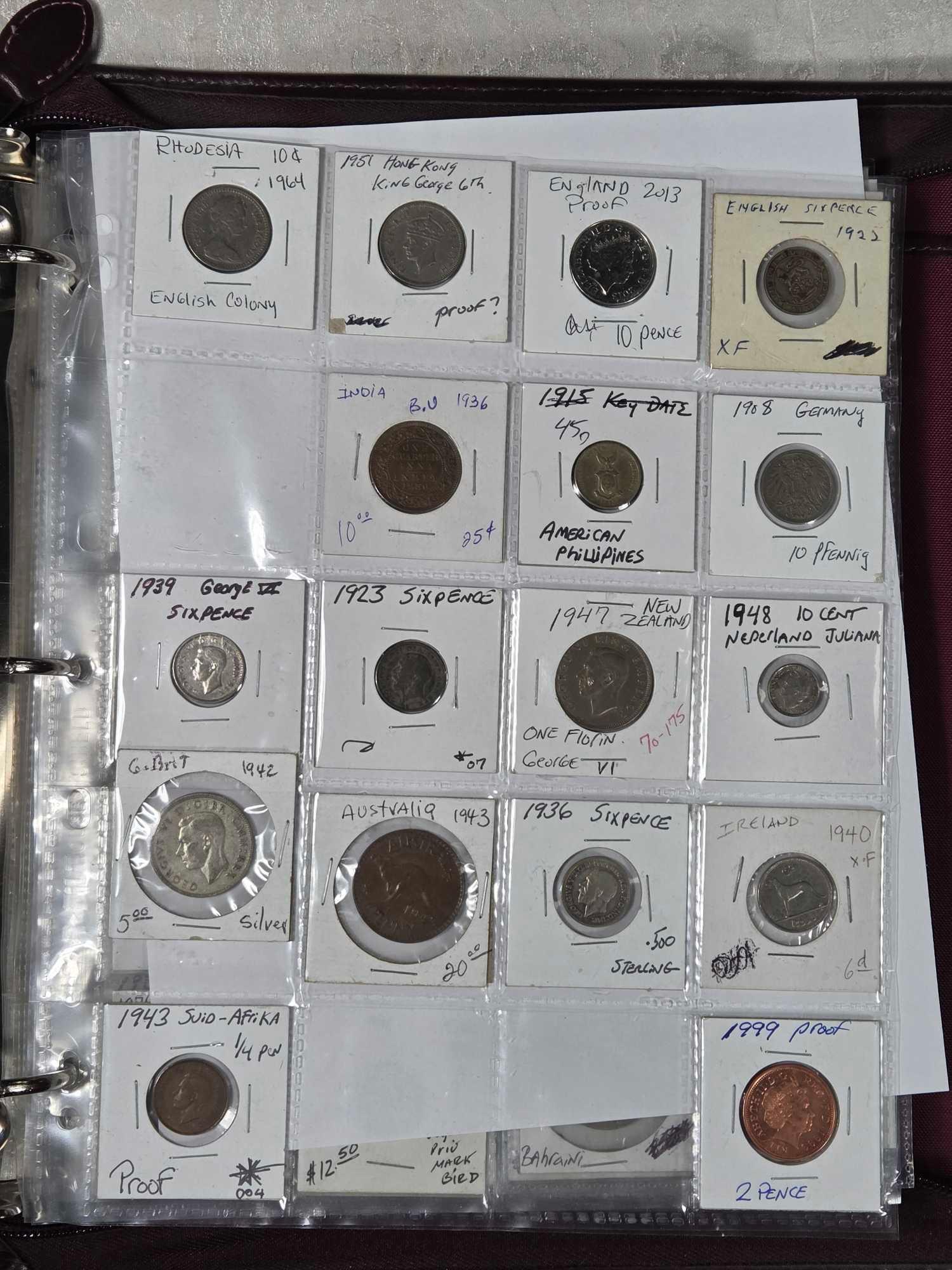 Album of Over 300 World Coins Including Silver, Key Date UNC/Proof and More