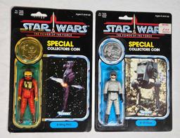 2 Star Wars 1984 POTF Final 17 Coin 92-A Card Action Figures MOC - AT-AS Driver, B Wing Pilot