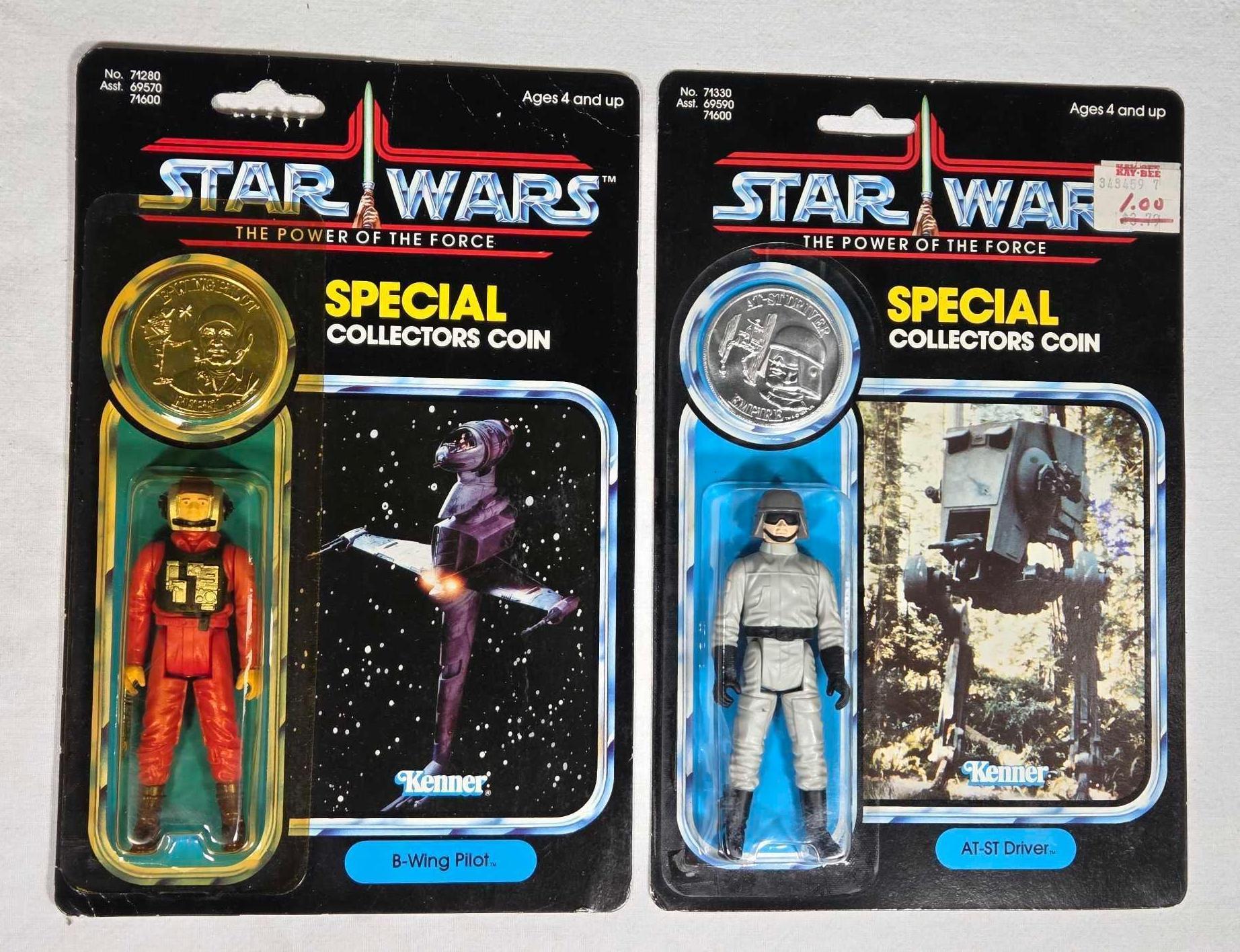 2 Star Wars 1984 POTF Final 17 Coin 92-A Card Action Figures MOC - AT-AS Driver, B Wing Pilot
