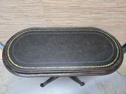 * Maitland-Smith Oval Leather Top Accent Table
