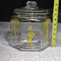 * 2 Vintage Lidded Glass General Store Containers