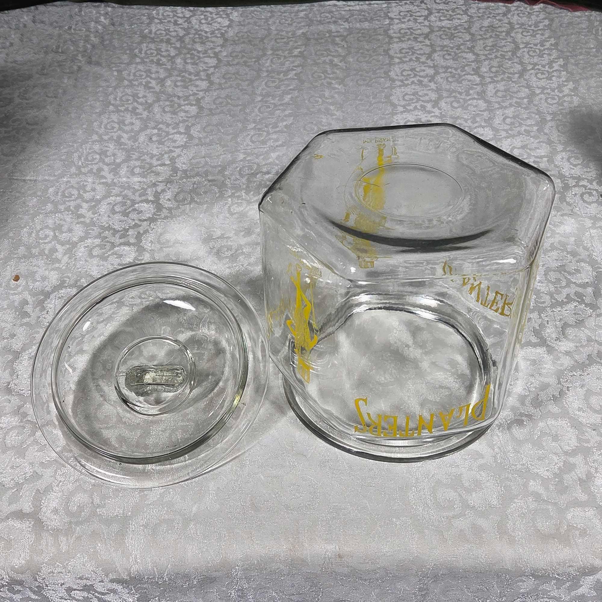 * 2 Vintage Lidded Glass General Store Containers