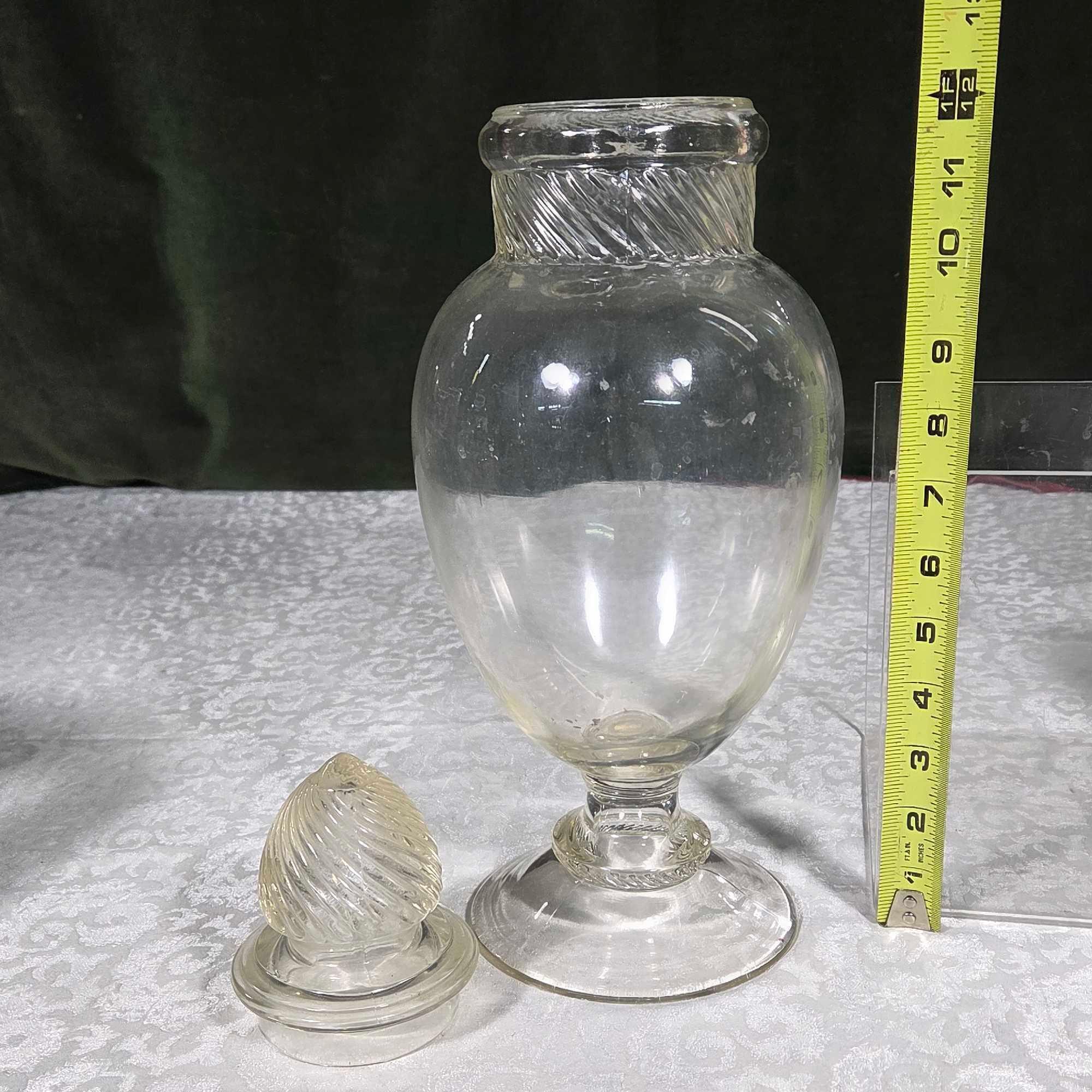 * 2 Vintage Lidded Glass General Store Containers