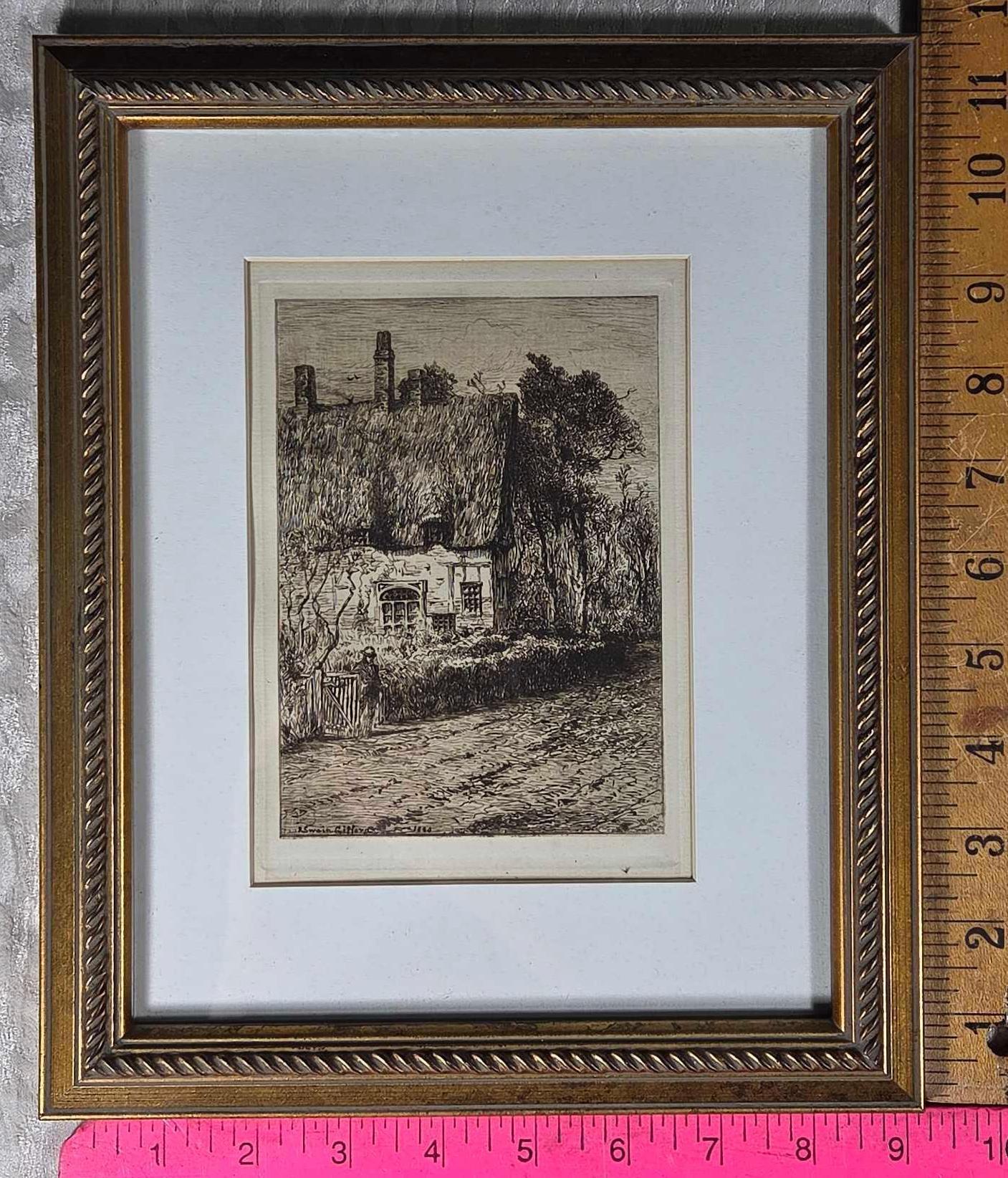 * 9 Antique European Etchings incl 2 Lionel Barrimore and Several 1800s