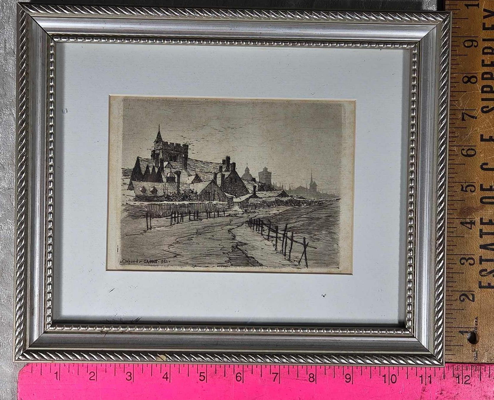 * 9 Antique European Etchings incl 2 Lionel Barrimore and Several 1800s