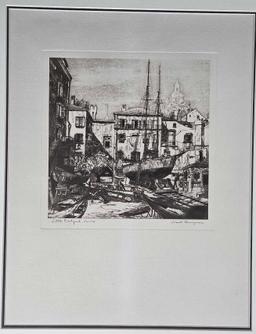 * 9 Antique European Etchings incl 2 Lionel Barrimore and Several 1800s