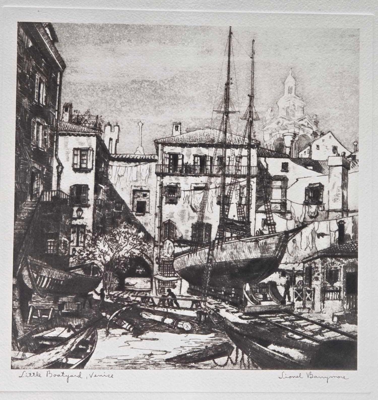 * 9 Antique European Etchings incl 2 Lionel Barrimore and Several 1800s