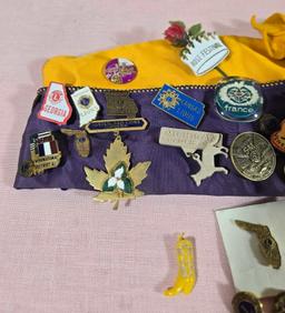 Vintage Lions Club Hat with Lots of Pins