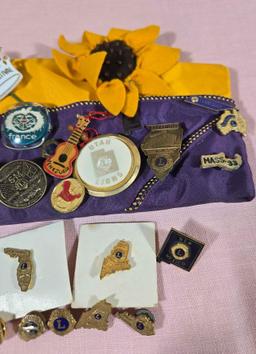Vintage Lions Club Hat with Lots of Pins