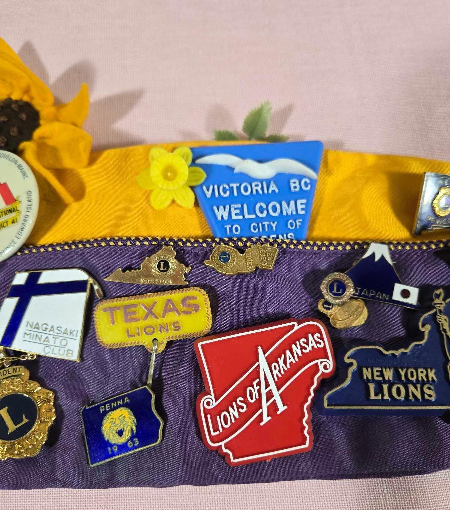 Vintage Lions Club Hat with Lots of Pins