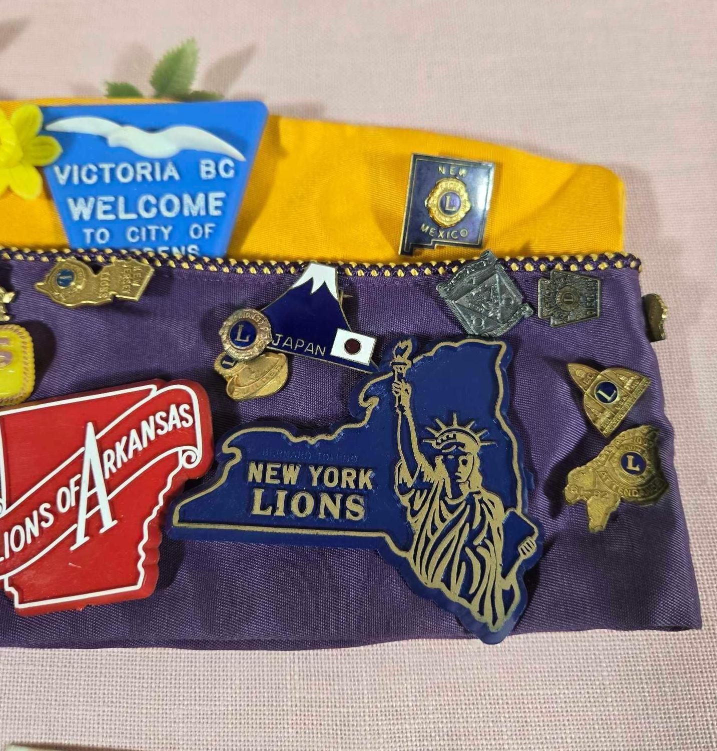 Vintage Lions Club Hat with Lots of Pins
