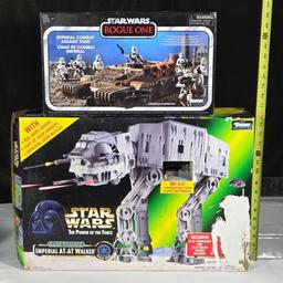 Star Wars Power of The Force Imperial AT-AT Walker & Rogue One Imperial Combat Assault Tank w/ Boxes