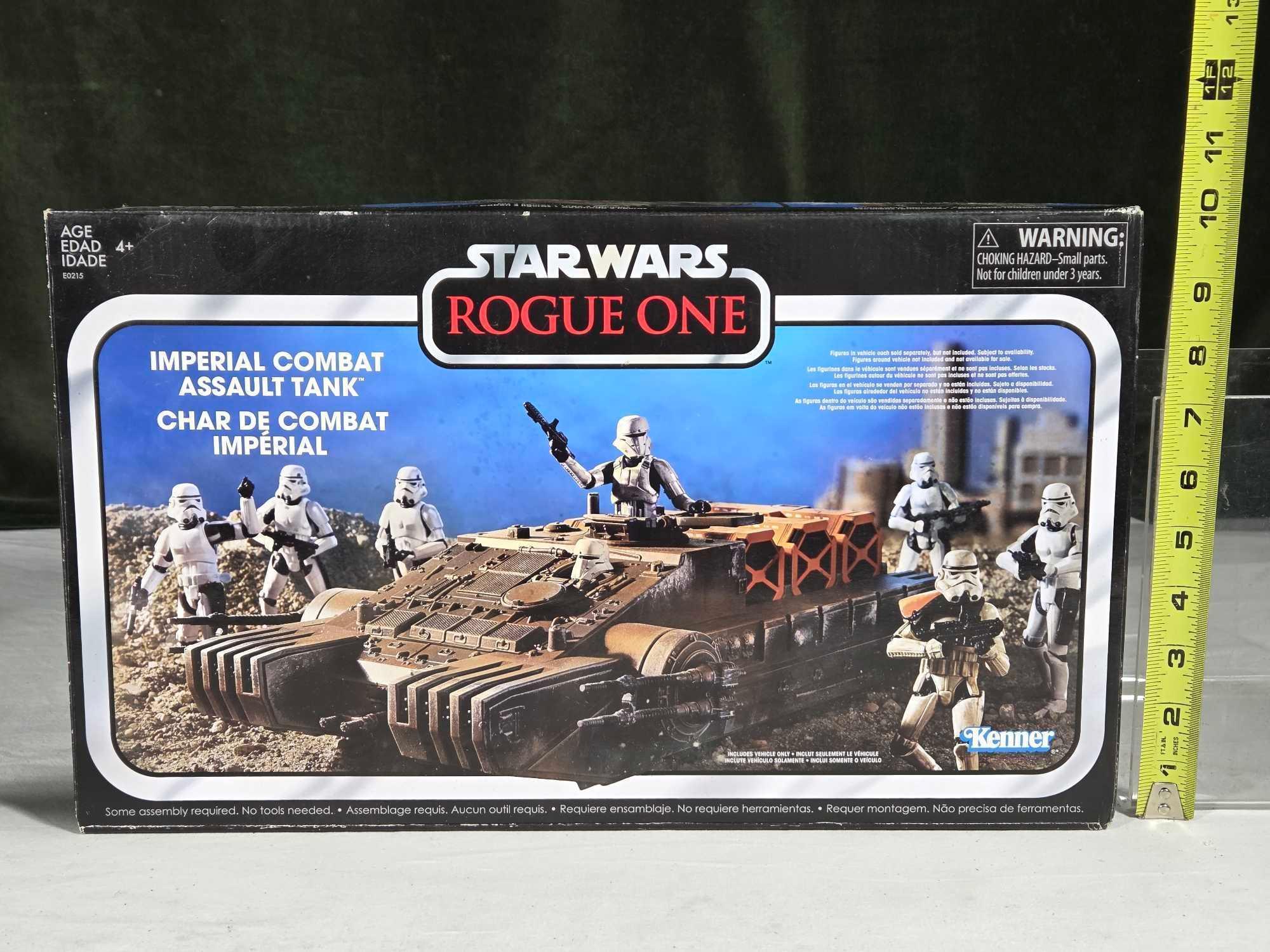 Star Wars Power of The Force Imperial AT-AT Walker & Rogue One Imperial Combat Assault Tank w/ Boxes