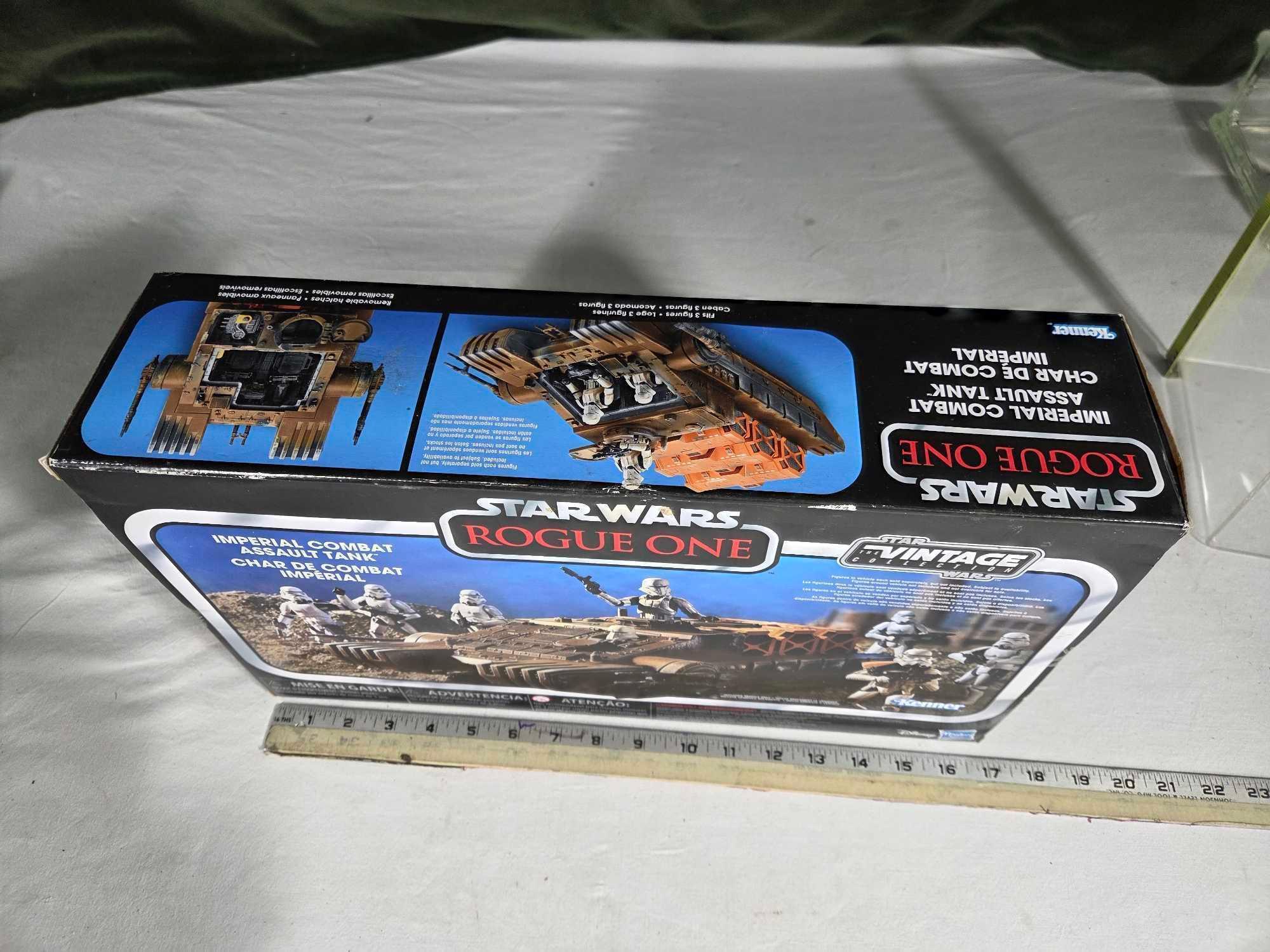Star Wars Power of The Force Imperial AT-AT Walker & Rogue One Imperial Combat Assault Tank w/ Boxes