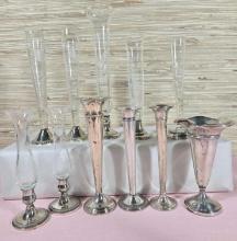 * 11 Weighted Sterling Silver Bud Vases