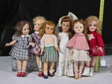 6 Vintage Ideal Toni and Related Composition 14" -16" Dolls