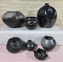 * 7 Pcs. Vintage Black Southwest Pottery