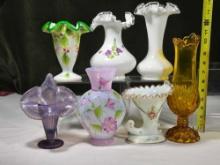 * 6 Fenton & 1 Kanawha Art Glass Vases