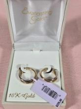 10k Gold 2 Tone Hoop Earrings New in Box