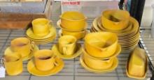 * 36 Pcs. Vintage Bennington Potters Yusuke Aida and David Gil Mustard Yellow Mid Century Dinnerware