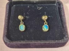 Pair of 14k Gold Opal Pierced Earrings