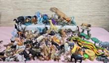 Collection of Toy Dinosaurs, Safari Dragons, Wildlife, Cats, & Dogs