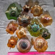 * 12 Pcs Mixed color and Pattern Fenton Carnival Glass