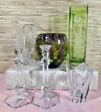 * 4 Art Glass Vases and Pr. of Candlesticks