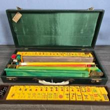 Vintage Colored Bake-O-Lite Mahjong Suitcase Set