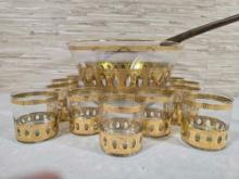 * Mid Century Culver Antigua Punch Bowl Set